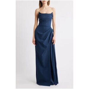 CHIARA BONI La Petite Robe Dotai Strapless Gown in Arctic Blue Size IT 42 / US 6
